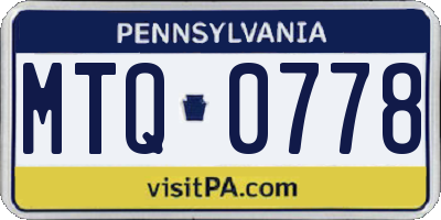 PA license plate MTQ0778