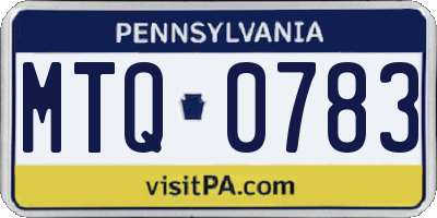 PA license plate MTQ0783