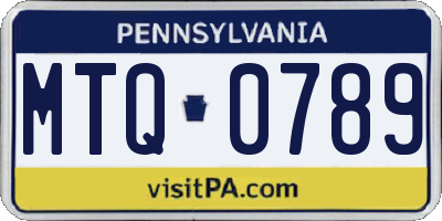 PA license plate MTQ0789