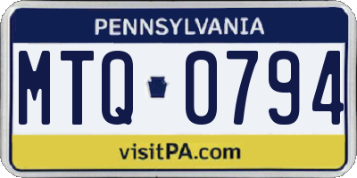 PA license plate MTQ0794
