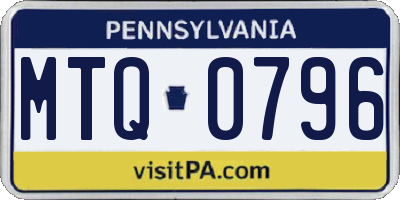 PA license plate MTQ0796