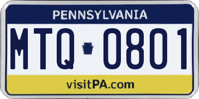PA license plate MTQ0801