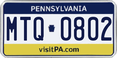 PA license plate MTQ0802