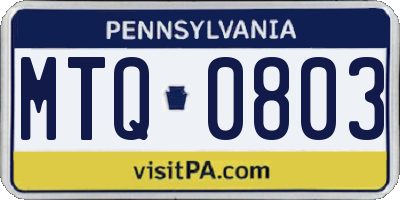 PA license plate MTQ0803