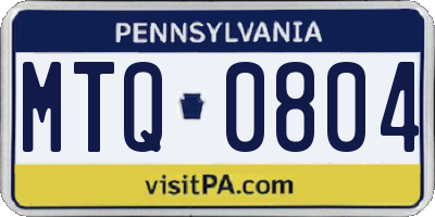 PA license plate MTQ0804