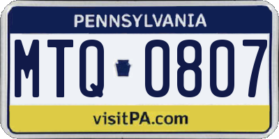 PA license plate MTQ0807