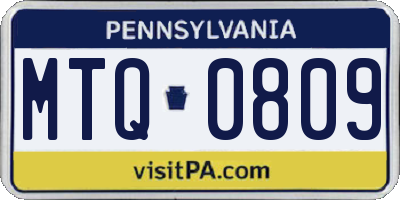 PA license plate MTQ0809