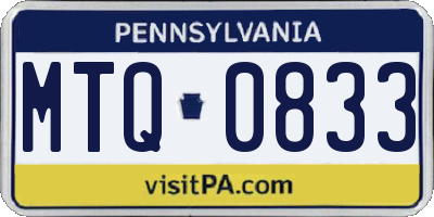 PA license plate MTQ0833
