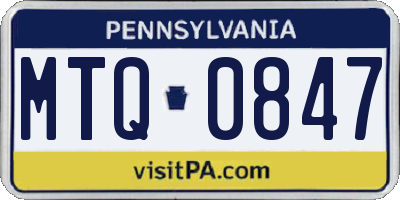 PA license plate MTQ0847