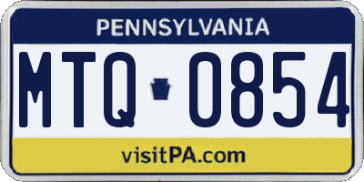 PA license plate MTQ0854