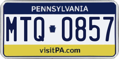 PA license plate MTQ0857