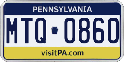 PA license plate MTQ0860