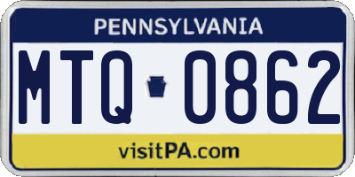 PA license plate MTQ0862