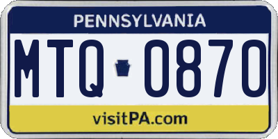 PA license plate MTQ0870