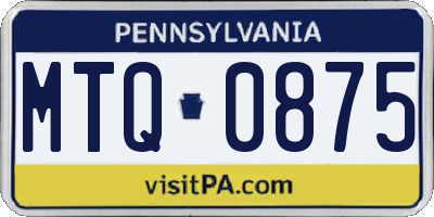 PA license plate MTQ0875