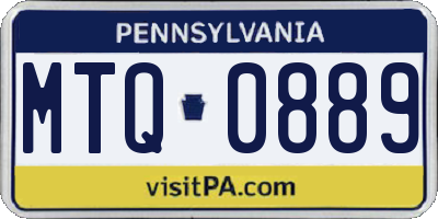 PA license plate MTQ0889