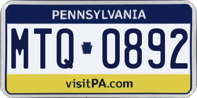 PA license plate MTQ0892