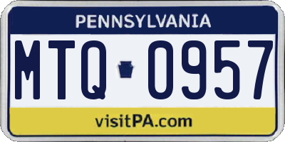 PA license plate MTQ0957