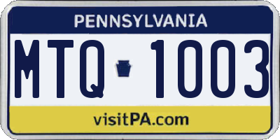 PA license plate MTQ1003