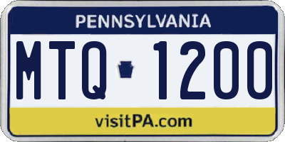 PA license plate MTQ1200