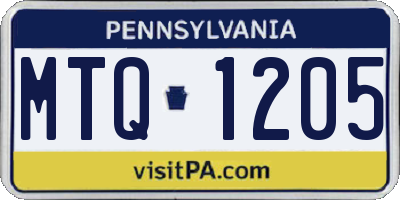 PA license plate MTQ1205