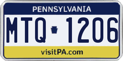 PA license plate MTQ1206