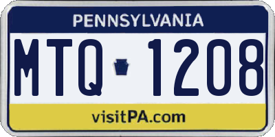 PA license plate MTQ1208