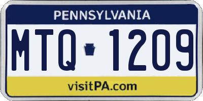 PA license plate MTQ1209
