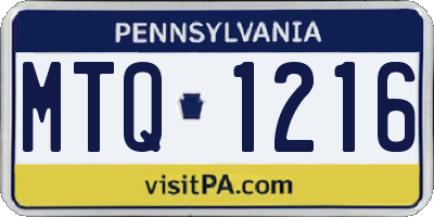 PA license plate MTQ1216