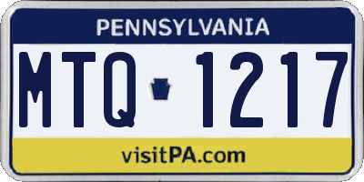 PA license plate MTQ1217