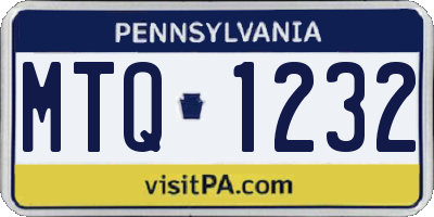 PA license plate MTQ1232