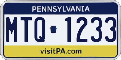 PA license plate MTQ1233