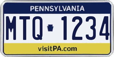 PA license plate MTQ1234