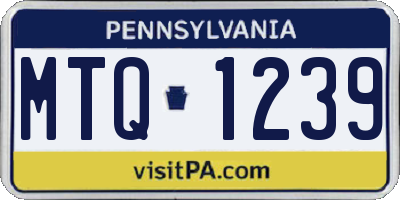 PA license plate MTQ1239