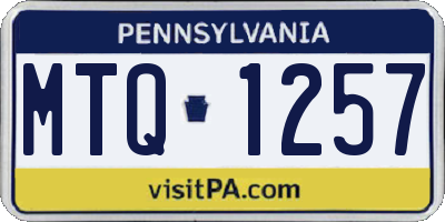 PA license plate MTQ1257