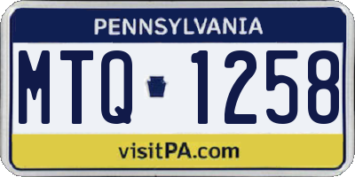 PA license plate MTQ1258