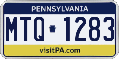 PA license plate MTQ1283
