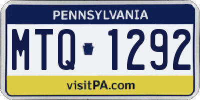 PA license plate MTQ1292