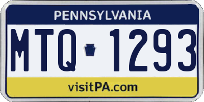 PA license plate MTQ1293