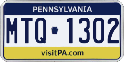 PA license plate MTQ1302