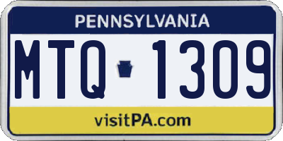 PA license plate MTQ1309