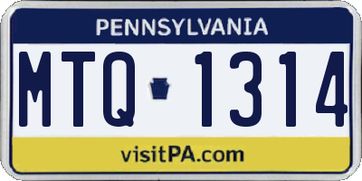 PA license plate MTQ1314