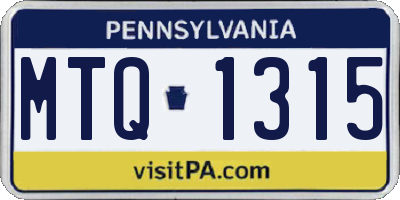 PA license plate MTQ1315