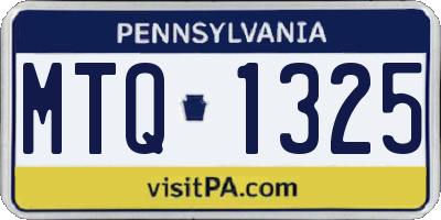 PA license plate MTQ1325