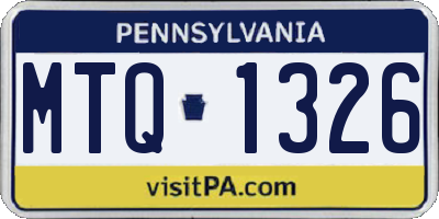 PA license plate MTQ1326
