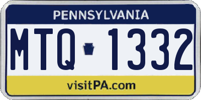 PA license plate MTQ1332