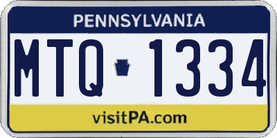 PA license plate MTQ1334