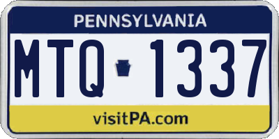 PA license plate MTQ1337