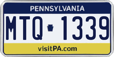PA license plate MTQ1339