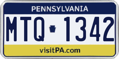 PA license plate MTQ1342